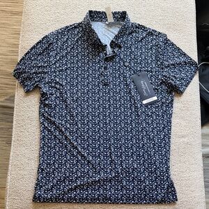 Navy and White Floral Patterned Men's Shirt State and Liberty